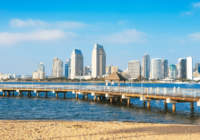 Landscape image of the beach in San Diego.